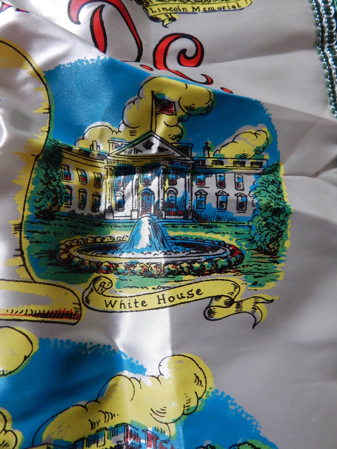 Vintage Silk Souvenir Pillow Cover Washington DC Etsy