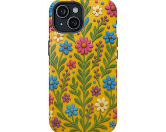 Phone Case, Floral iPhone Cover, Colorful Boho MagSafe Case, Gift for Her, Nature Inspired Accessory