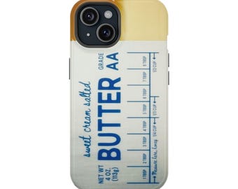 Phone Case, Butter iPhone Cover, Foodie Gift, Chef Tech Accessory, Retro Yellow MagSafe Case, Baking Novelty Gift