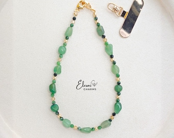 Colgante para teléfono/pulsera/collar convertible en colgante de aventurina verde / Primavera y verano