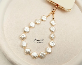 Ivory Baroque Pearl Phone Charm | Wristlet, Necklace, Bag Charm