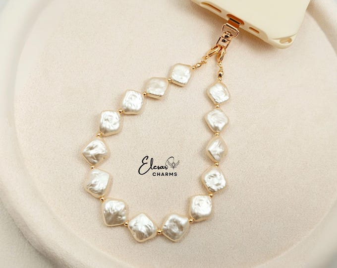 Ivory Baroque Pearl Phone Charm | Wristlet, Necklace, Bag Charm