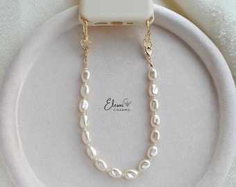 Ivory Baroque Pearl Phone Charm, Wristlet, Necklace, Bag Charm