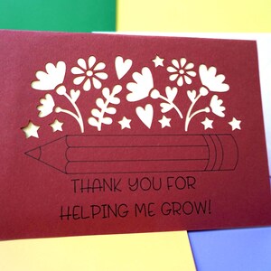 Carte de remerciement faite main pour professeur, parfaite pour la fin de l'année ou pour un cadeau de remerciement pour un professeur