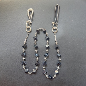 Black Silver Agate Wallet Chain ,Jeans Chain,Gothic Pants Chain,Biker Wallet Chain,Handmade Wallet Chain,Punk Wallet Chain,Chain Accessories