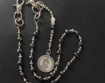 シルバーウォレットチェーン レザーベルト キーホルダー キーチェーン