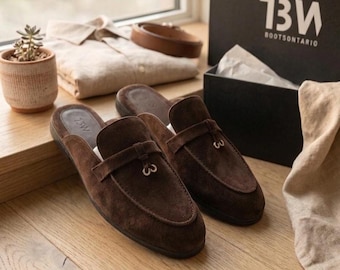 Handmade Suede Leather Mule Men, Tasseled Slip On For Millionaire