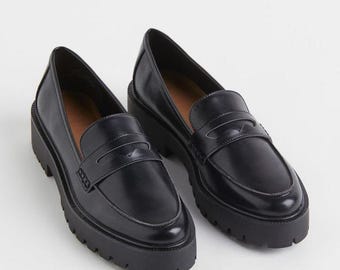 Handmade Black Leather Loafers Men, Moccasin Slip On For Men, Genuine Cow Leather Penny Loafers Men, Casual Dress Shoes Men, Formal Slip On