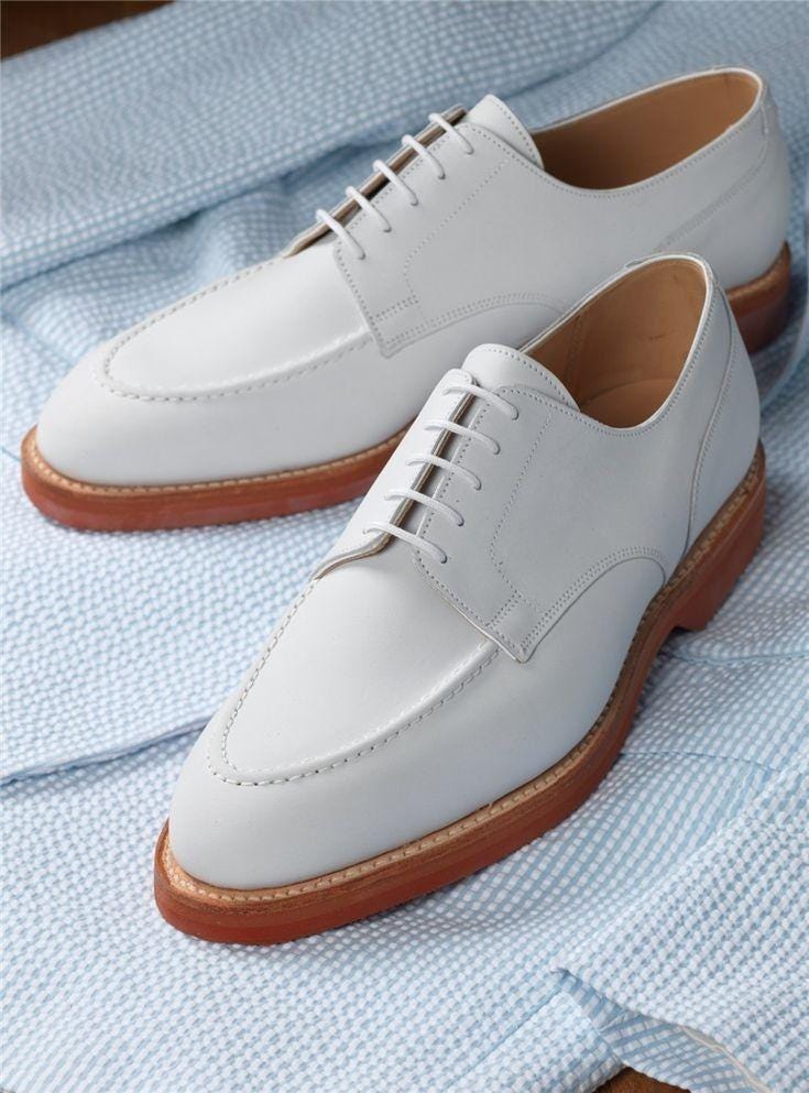 Bespoke Handmade White Leather Dress Shoes Men, Dress Shoes For Men, Men Formal Lace Up, Casual Derby Shoes, Genuine Cow Leather Shoes