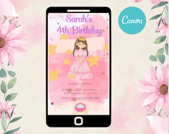 Princess Birthday Invitation | Pink Castle, Royal Party (Digital Invite)