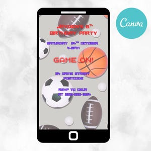 Editable Sports Invitation, Sports Party Birthday Invitation, Sport Theme Invite, All Star Sports Invitation Template