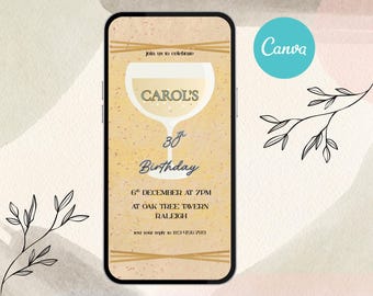 Gold Glitzer Einladung zum 30. Geburtstag | Champagner Toast (Digitaler Download)