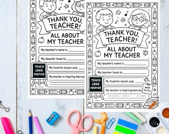 Lehrer Danke Printable, Über Meine Lehrer Seite (Digitaler Download)