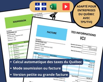 Invoice and quote Excel, French, Quebec