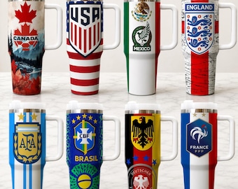 2026 FIFA World Cup 40oz Tumbler With Handle – Country Flag Soccer Tumbler, Football Fan Gift, Soccer Fan Tumbler, World Cup Memento