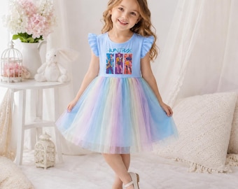 Birthday Dress for Kids, Kpop Demon Hunters Dress for Girls, Huntrix Princess Tulle Dress, Cute Anime Party Dress, Kpop Kids Birthday Outfit