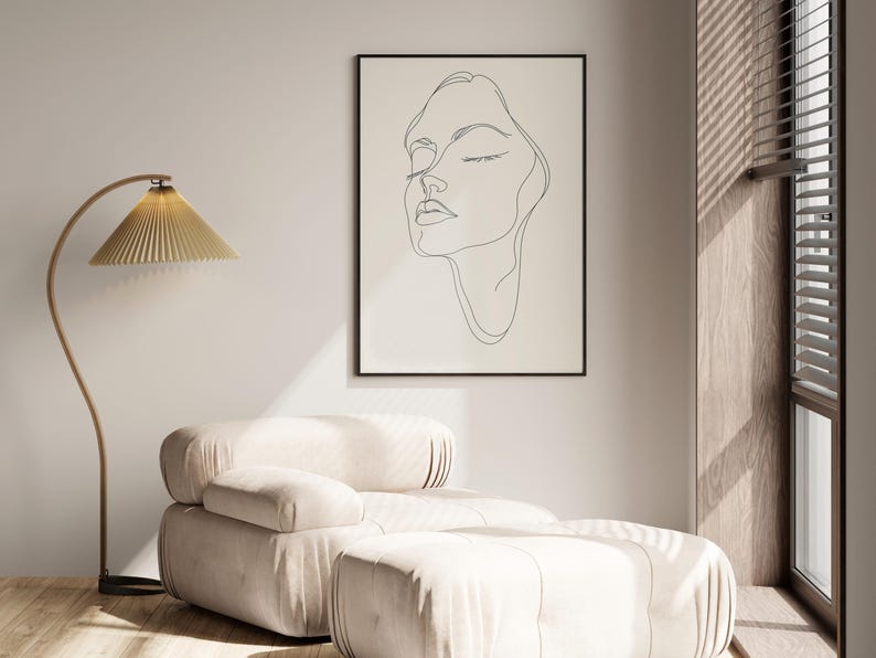 Minimalist Line Art Woman Face Printable Wall Art Abstract Female ...