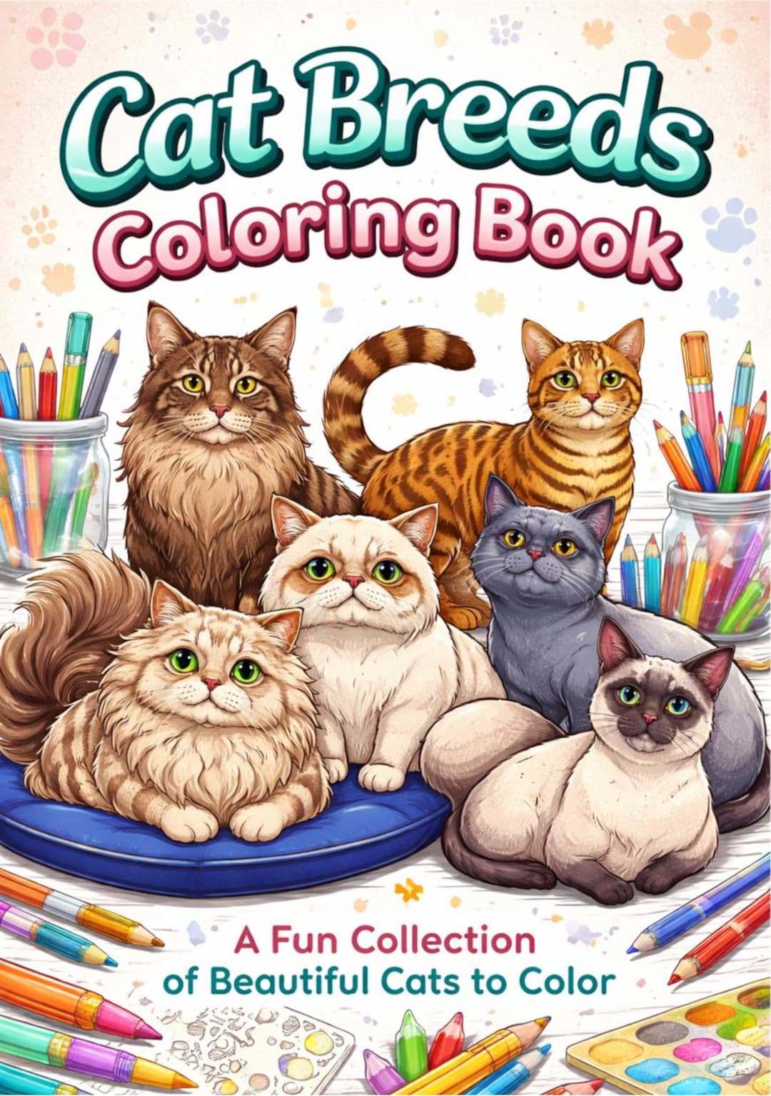 Cat Breeds Coloring Book for Adults an…
