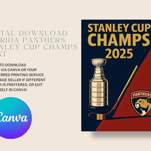 FLORIDA PANTHERS Stanley Cup Champs Poster | Stanley Cup Fan Art Print | PANTHERS Wall Art | Digital Download | Custom Colors | 18x24