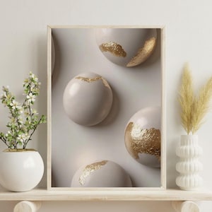 Beige and Gold Marble Wall Art Prints: Elegant Living Room Decor (Digital Download)