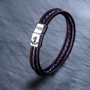 Men&#39;s Hidden Message Bracelet, Leather bracelet, Men&#39;s Personalized Bracelet, Gift for him