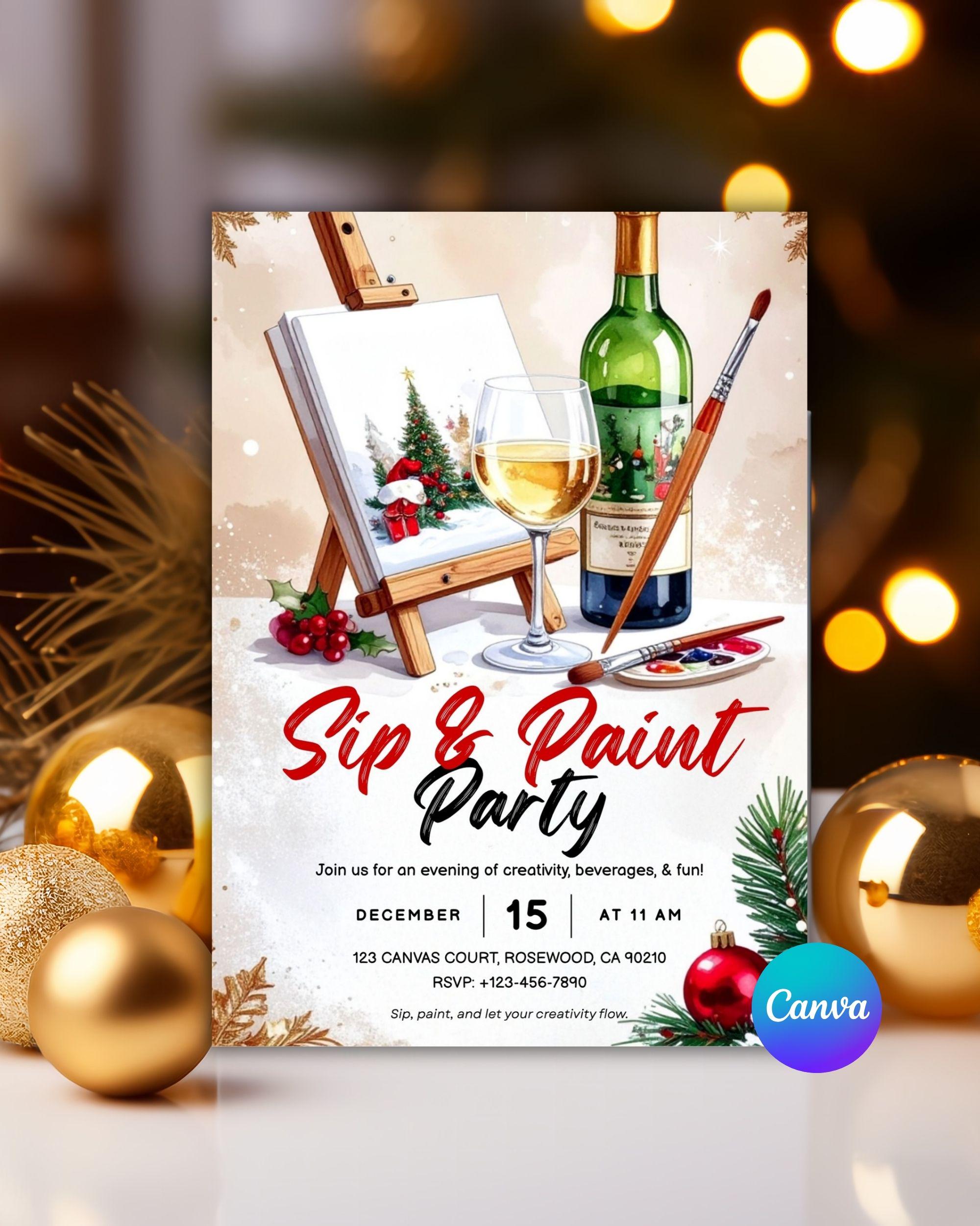 Paint and Sip Invite - Etsy, image size:2000x2500