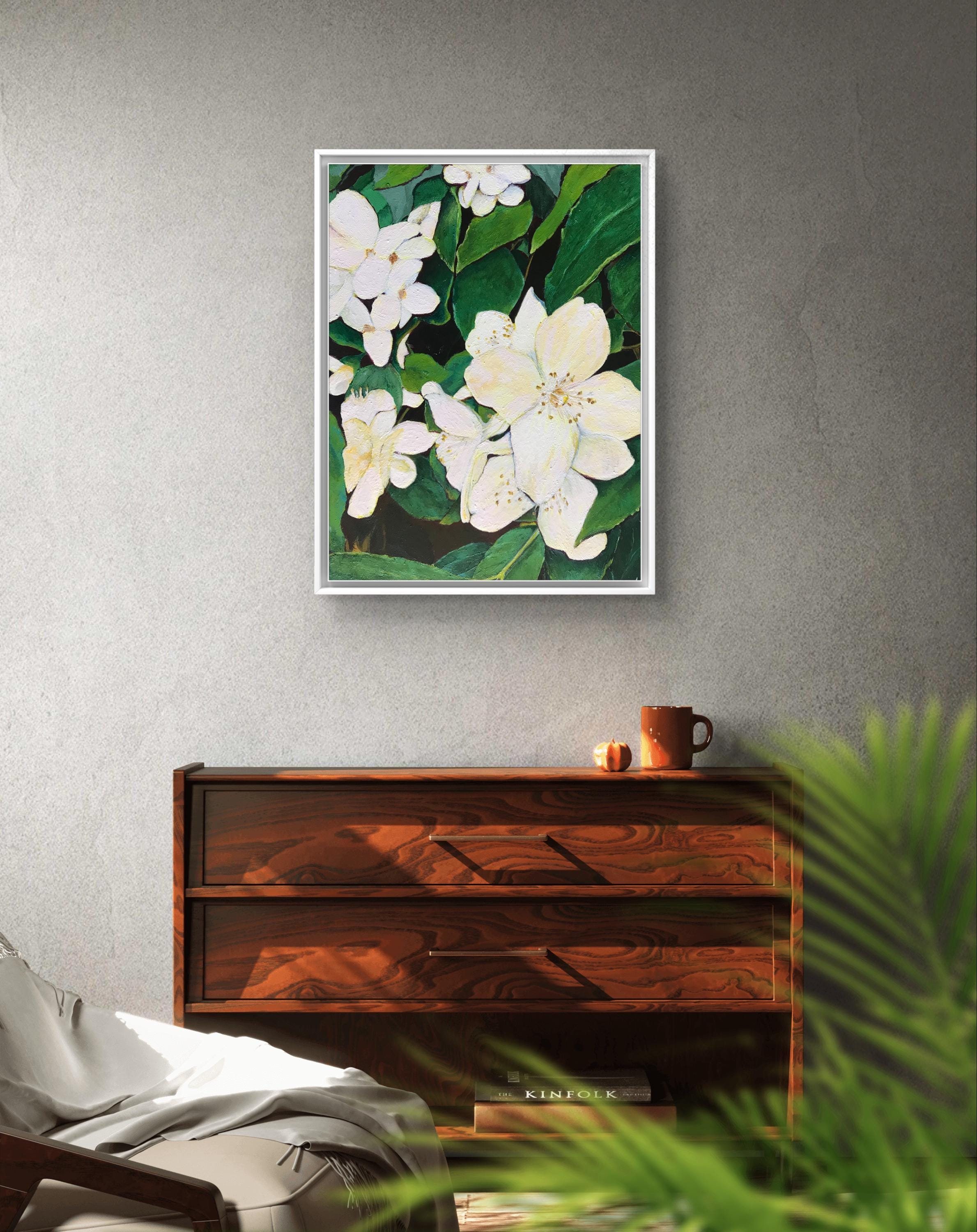 Jasmine Flower Art Print, Acrylic Painting (digital Download) - Etsy