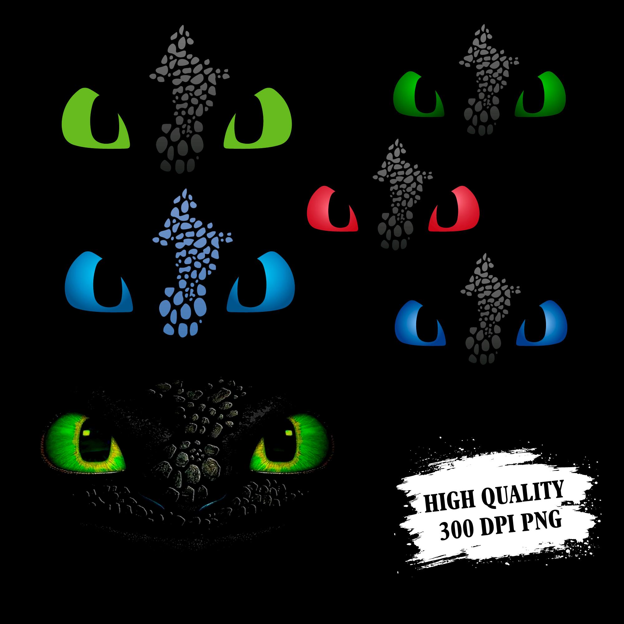 Dragon Eyes Clipart Bundle: Fantasy Graphics (PNG, 300 DPI)