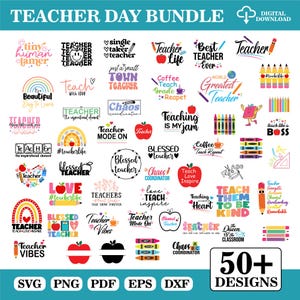50+ Lehrer SVG Bundle, Zurück in der Schule SVG, Retro Lehrer SVG Bundle, Lehrer Wertschätzung, Lehrer Shirt SVG, Lehrerleben, digitaler Download