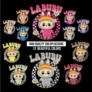 Labubu png bundle, Trending Pink Cartoon Character Bundle Design, Perfect Gift for Kids, Easter Coquette Bow Doll For Kids Girls Png,Svg Png