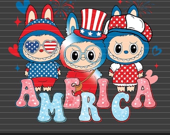 Labubu 4th of July PNG: Patriotic America Sublimation Design (Digital Download