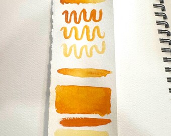 Orange Watercolor Paint Handmade -Half Pan-