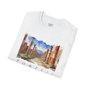 Pompeii T-Shirt, Napoli Italy Souvenir Tee, Watercolor Naples Tee, Travel Lover Gift, Ancient Ruins & Vesuvius Tee, Italy History Art