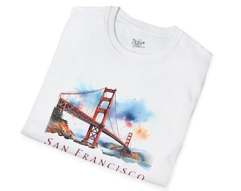 San Francisco T-Shirt | Golden Gate Bridge, USA California Gift, Travel Souvenir, Unisex Watercolor Art Tee, Casual Wear, Vacation Apparel
