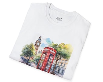 London T-Shirt | Vintage Red Phone Booth, UK, Big Ben, Cool Graphic Tee, England Souvenir Shirt, Travel Gift, Unisex Fashion Top