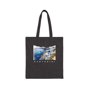 Greece Tote Eco Bag | Santorini Cotton Canvas Beach Bag, Eco-Friendly Shopper, Travel Tote, Gift for Her, Greek Travel Gift, Summer