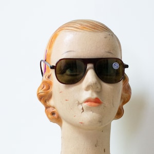 Gafas de sol de los años 40 / Gafas de aviador marrones Solarex de los años 40