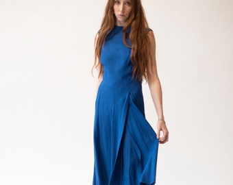 1960s Cobalt Blue Linen Dress | Pauline Trigere