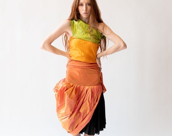 1990s Sculptural Silk Dress