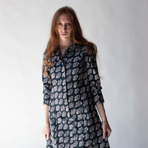 1960s Floral Print Shirt Dress Marimekko Mini Dress image 1