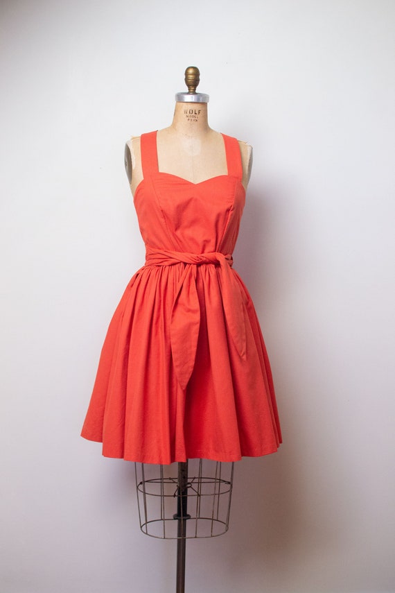 Vintage 1990s Orange Cotton Sundress | 90s Crossed