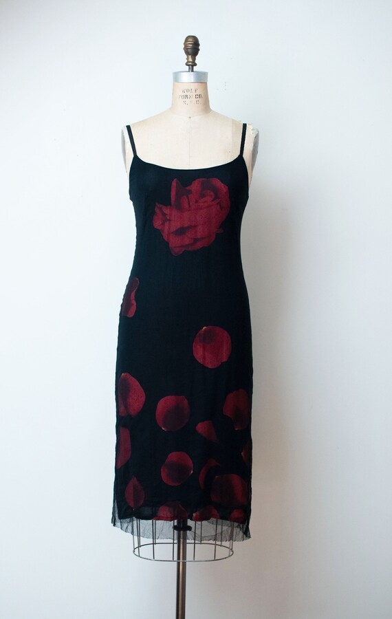 red and black layered mesh dress