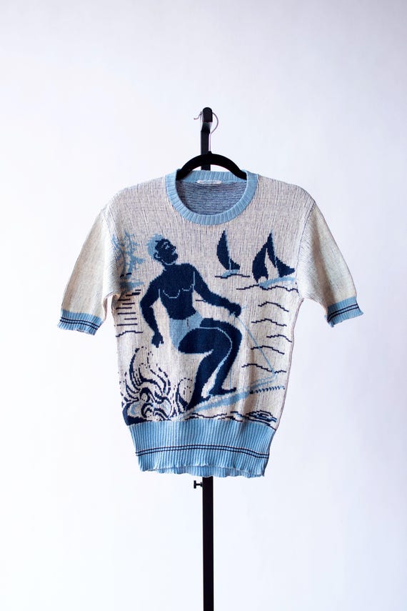 1940s Surfer Novelty Knit Top - image 1