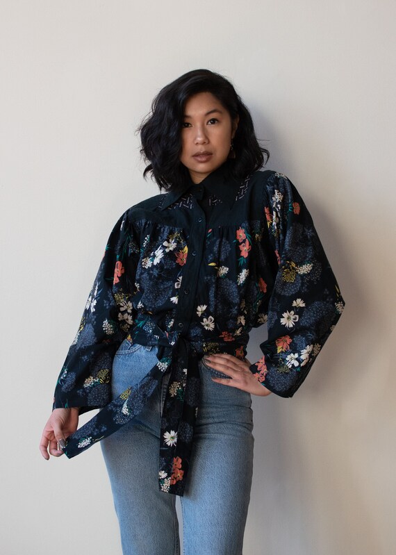 Dark Floral Print Blouse | Koos van den Akker