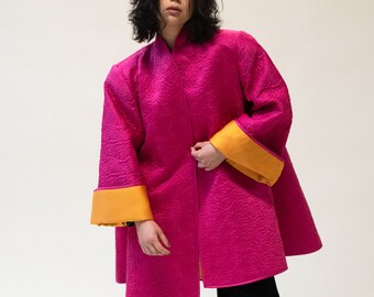 1980s Shocking Pink Quilted Coat | Victor Costa