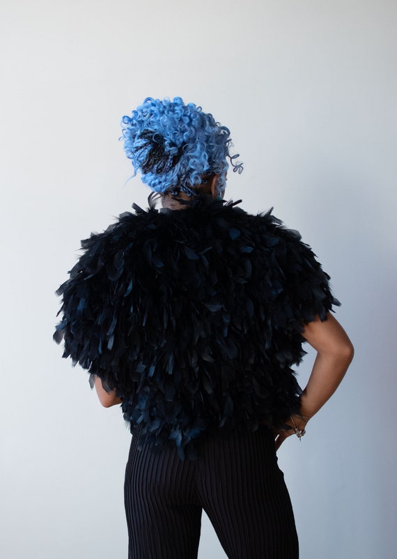 1980s Black Feather Jacket - image 3