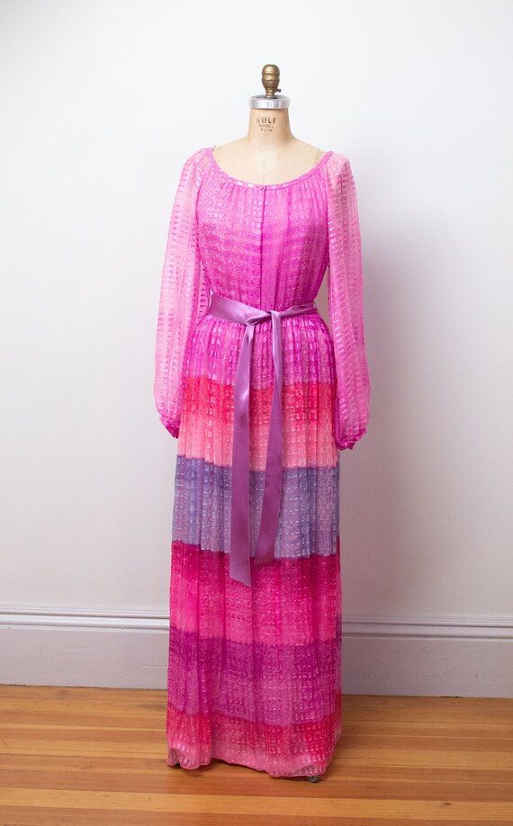 1980s Ombre Chiffon Dress | 80s Evening Gown Hanae