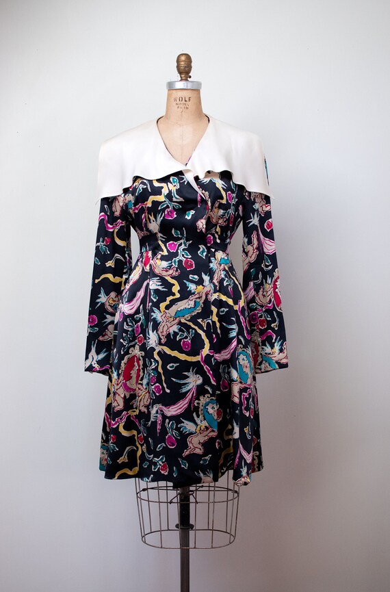 1990s Cherub Print Silk Dress Christian Laroix Etsy