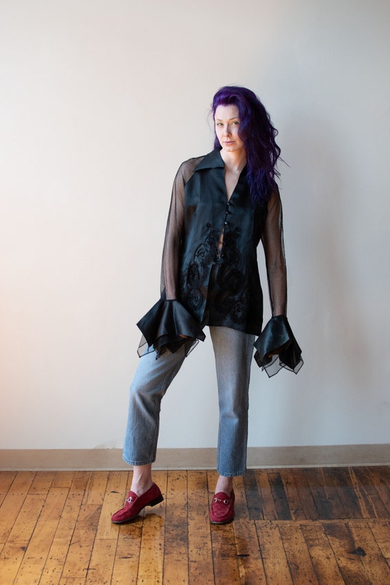 1990s Black Silky Blouse main image 1