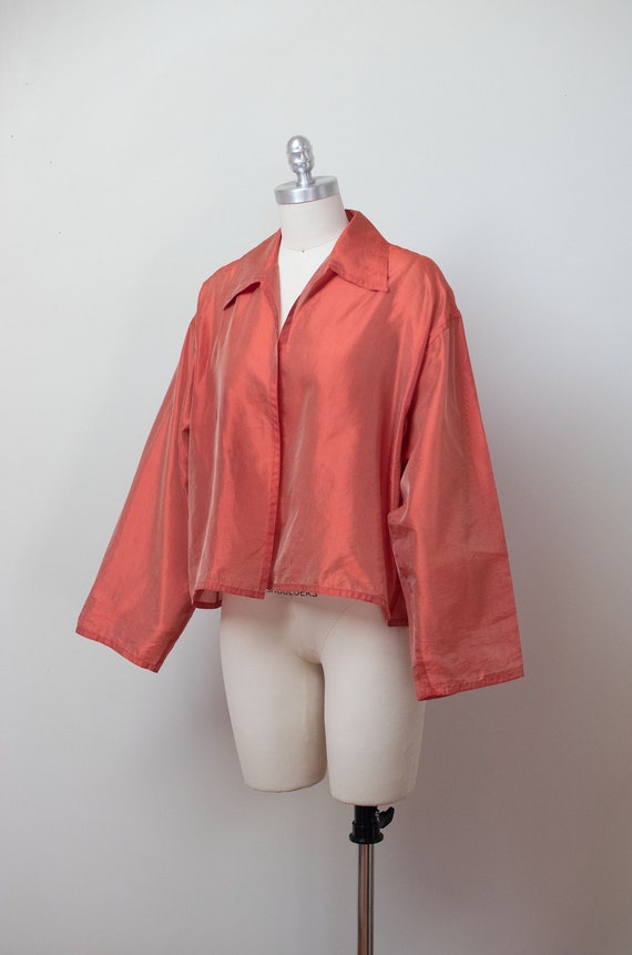 1990s Iridescent Tomato Red Silk Jacket | Zoran